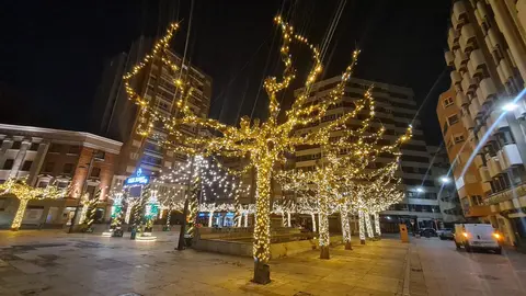 La Plaza de las Cortes de León ha estrenado estos días una imagen con el mejor sentimiento navideño. Sus árboles, se envuelven en un resplandor que domina la zona desde el atardecer, convirtiéndola en uno de los enclaves más llamativos del inicio de la Navidad de la mano de Caja Rural.