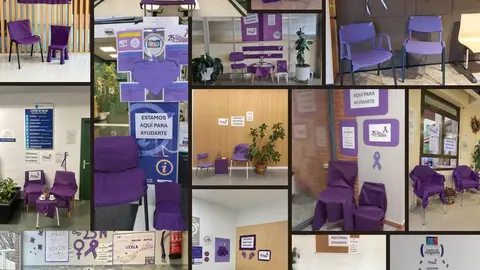 Una 'silla violeta' contra la violencia machista en la sanidad leonesa.