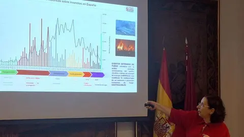 La Casa de León en Madrid acogió este miércoles  la conferencia 'Incendios forestales extremos en 2025: el papel que jugamos todos', impartida por la doctora Leonor Calvo, catedrática de Ecología en el Departamento de Biodiversidad y Gestión Ambiental de la Universidad de León y jefa de la Unidad de Investigación Consolidada 210 'Ecología Aplicada y Teledetección'.