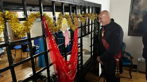 La corporación del Ayuntamiento de San Marcelo, presidida por el alcalde José Antonio Diez, celebra la Inmaculada en el convento de las Concepcionistas. Foto: Ayto. León