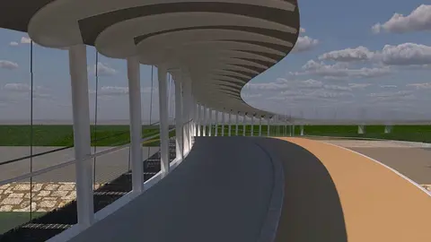 Una pasarela en 'ese' para peatones y bicis sobre el río Bernesga. El Ayuntamiento de León invertirá 2 millones en una estructura innovadora de 92 metros que mejorará la movilidad de peatones y ciclistas, con accesibilidad para personas con movilidad reducida.