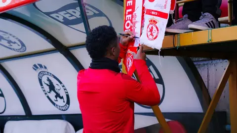 Un instante del entrenamiento de la Cultural en el Reino de León. Foto: Cultural.