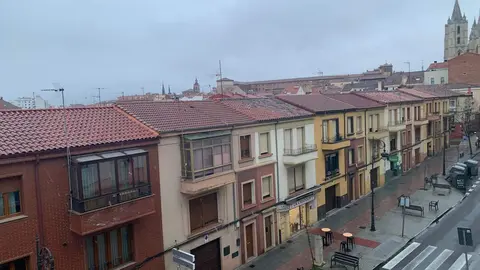 Nevada en la capital leonesa a primera hora del domingo.