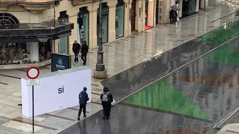 Nevada en la capital leonesa a primera hora del domingo.
