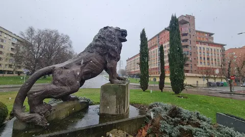 Nevada en la capital leonesa a primera hora del domingo.