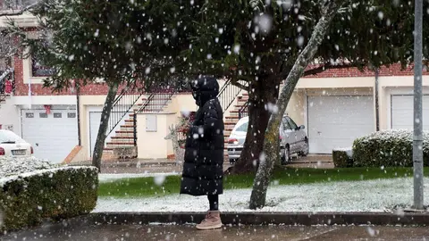 Nevada en la capital leonesa a primera hora del domingo. Foto: Peio García