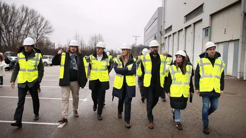 La vicepresidenta tercera del Gobierno y ministra para la Transición Ecológica y el Reto Demográfico, Sara Aagesen, visita el proyecto La Robla Green acompañada por el subdelegado del Gobierno Héctor Alaiz y el presidente de la Diputación, Gerardo Álvarez Courel. Foto: Peio García