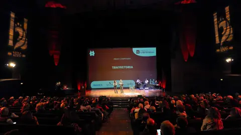 El empresario, restaurador y bodeguero berciano José Luis Prada, conocido popularmente como Prada ‘A tope’, recibió este jueves el Premio Compromiso Heraldo de León a la Trayectoria durante la gala celebrada en el Auditorio de León con motivo del primer aniversario del diario digital. El galardón le fue entregado por Beatriz Álvarez Caurel, directora de Relaciones Externas y Sostenibilidad de Somos Hijolusa, ante una amplia representación institucional, empresarial y social de la provincia. Foto: cara A cara