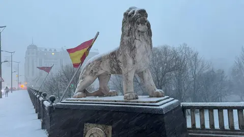 Nieve en el centro de la ciudad.