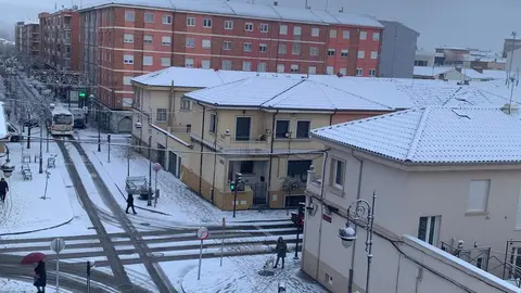 Nieve en el centro de la ciudad.