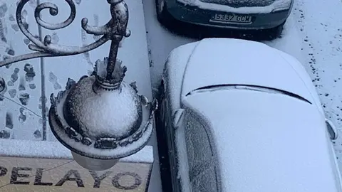 Nieve en el centro de la ciudad.