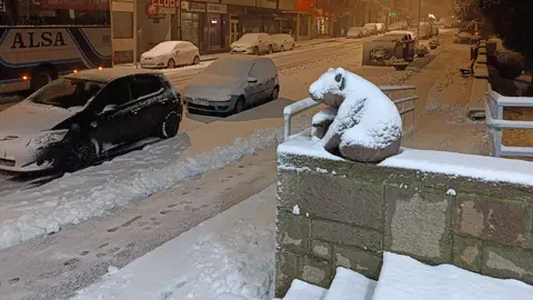 Nieve en Villablino este viernes.