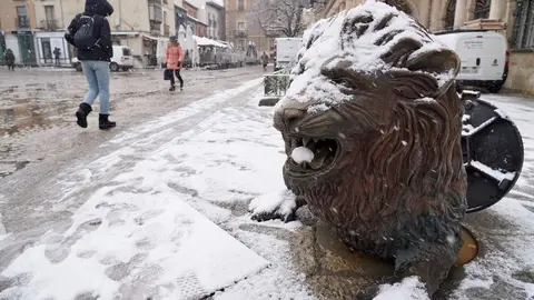 Nieve en la capital leonesa. Foto: Campillo.