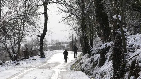 Temporal de nieve en el paraje natural de Las Médulas (León). Foto: César Sánchez.