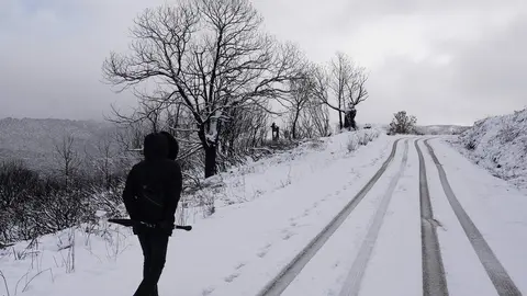 Temporal de nieve en el paraje natural de Las Médulas (León). Foto: César Sánchez.