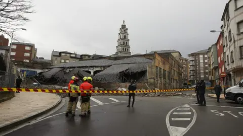 Derrumbe del garaje Garnelo en Ponferrada. Foto: César Sánchez.