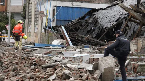 Derrumbe del garaje Garnelo en Ponferrada. Foto: César Sánchez.