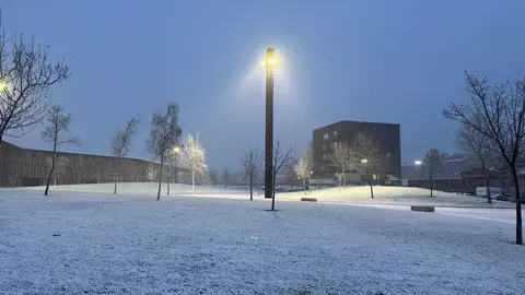 Nieve en la zona del Palacio de Congresos y Exposiciones. Foto: Silvia García.