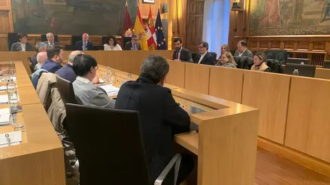 El pleno municipal de Ayuntamiento de León, que de nuevo se ha celebrado en el Palacio de los Guzmanes, ha tomado diferentes acuerdos, entre ellos la nueva ordenanza del taxi, consorcio de transporte y cambio en el nombre de calles. Fotos: A.F. Reca