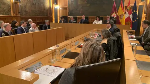 El pleno municipal de Ayuntamiento de León, que de nuevo se ha celebrado en el Palacio de los Guzmanes, ha tomado diferentes acuerdos, entre ellos la nueva ordenanza del taxi, consorcio de transporte y cambio en el nombre de calles. Fotos: A.F. Reca