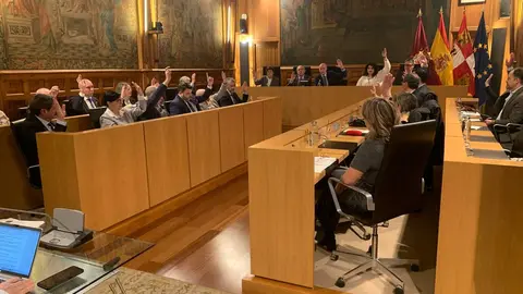 El pleno municipal de Ayuntamiento de León, que de nuevo se ha celebrado en el Palacio de los Guzmanes, ha tomado diferentes acuerdos, entre ellos la nueva ordenanza del taxi, consorcio de transporte y cambio en el nombre de calles. Fotos: A.F. Reca