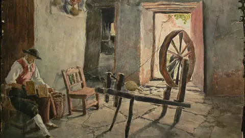 Acuarelas realizada por la Escuela de la Cerámica en Val de San Lorenzo en 1926 durante un curso de verano. Foto cedidas por el Museo de Historia de Madrid y el Ayuntamiento de Val de San Lorenzo.