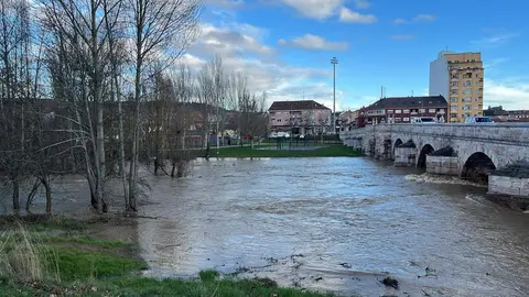 Durante las últimas horas, el Bernesga ha experimentado una crecida rápida a su paso por la ciudad, coincidiendo con la fusión de nieve acumulada en cabeceras y las precipitaciones registradas desde el fin de semana. Fotos: AytoLeón