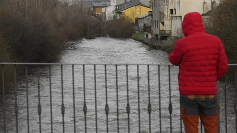 La provincia de León continúa este viernes bajo una estrecha vigilancia hidrológica debido al aumento del caudal de varios ríos, con 16 avisos activos, de los cuales siete se mantienen en nivel naranja, según los datos de la Confederación Hidrográfica del Duero (CHD). En la imagen, crecidas en las localidades de Cacabelos y Camponaraya. Fotos: César Sánchez