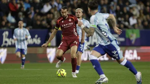 Intenso duelo en La Rosaleda entre el Málaga y la Cultural marcado en la primera mitad por el gol de Calero.
