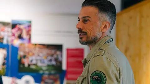 Rubén de la Barrera, en el interior del estadio, en una imagen de la Cultural.