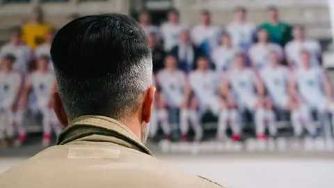 Rubén de la Barrera, en el interior del estadio, en una imagen de la Cultural.