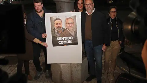 El candidato de VOX a la presidencia de la Junta, Carlos Pollán, en el acto de apertura de la campaña electoral en León. Fotos: Peio García