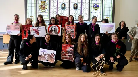 Acto conmemorativo del Día Internacional de la Mujer en León en el que participan la rectora de la ULE, Nuria González; el alcalde de la capital, José Antonio Diez; el presidente de la Diputación Provincial, Gerardo Álvarez Courel y el delegado territorial de la Junta, Eduardo Diego. Foto: Campillo.