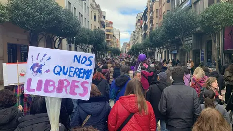 León ha vuelto a convertirse este 8 de marzo en escenario de una amplia movilización con motivo del Día Internacional de la Mujer, con una manifestación impulsada por la Comisión 8M León que ha reunido a cientos de participantes, en su mayoría mujeres, en una marcha que ha recorrido el centro de la capital. Fotos: A.F. Reca