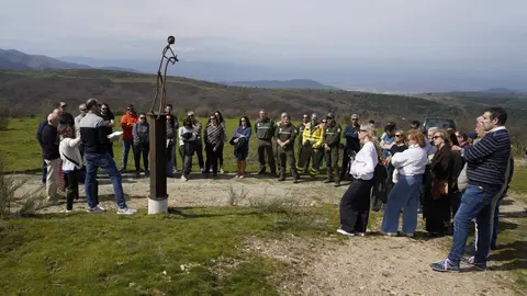Homenaje al bombero forestal soriano, Nacho Rumbao, fallecido el 17 de agosto en Espinoso de Compludo, durante las labores de extinción del incendio de Llamas de Cabrera. Foto: César Sánchez.