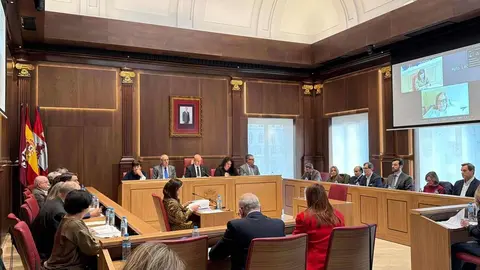 El pleno municipal del Ayuntamiento de León ha regresado este viernes a San Marcelo. Nueva imagen y nuevo diseño institucional de estreno en el pleno extraordinario. Fotos: AytoLeón