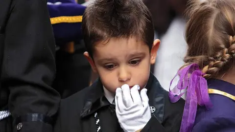 Primera procesión infantil de la Semana Santa de León organizada la Cofradía de la Agonía de Nuestro Señor. Fotos: Peio García.