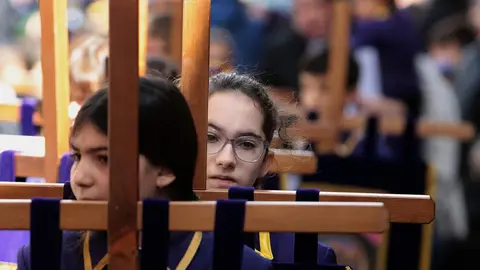 Primera procesión infantil de la Semana Santa de León organizada la Cofradía de la Agonía de Nuestro Señor. Fotos: Peio García.