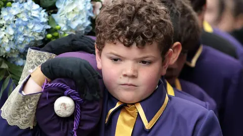 Primera procesión infantil de la Semana Santa de León organizada la Cofradía de la Agonía de Nuestro Señor. Fotos: Peio García.