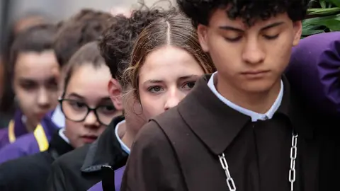Primera procesión infantil de la Semana Santa de León organizada la Cofradía de la Agonía de Nuestro Señor. Fotos: Peio García.