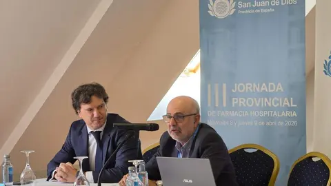Juan Francisco Seco y Josep Pifarré, este miércoles en la III Jornada Provincial de Farmacia Hospitalaria de San Juan de Dios España.