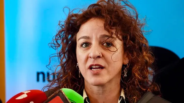 La secretaria general de CCOO en Le&oacute;n, Elena Blasco, atienden a los medios de comunicaci&oacute;n. Foto: Campillo.