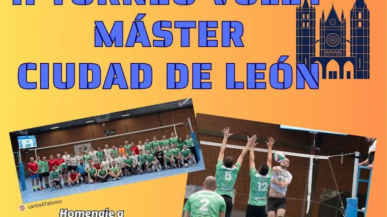 Parte del cartel del II torneo Voley Máster Ciudad de León Memorial Ignacio García como parte del homenaje a Pepe Valladares.