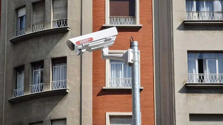 Imagen de una cámara de control del área peatonal en el centro de León.