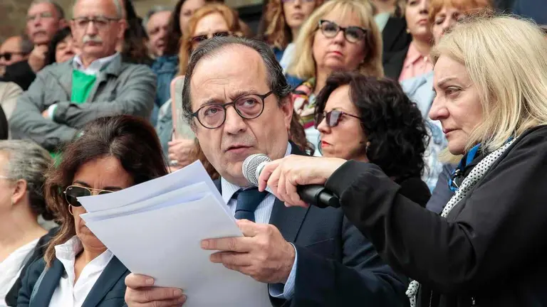 El decano del Ilustre Colegio de Abogados de León, Fernando Santocildes, durante una de las protestas del colectivo. Foto: Campillo