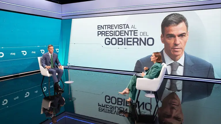 Pedro Sánchez, durante su entrevista en TVE.