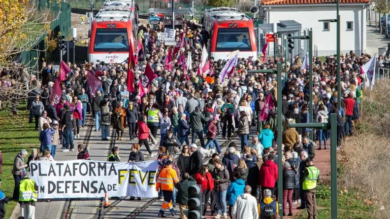Imagen de una de las manifestaciones en defensa de Feve.