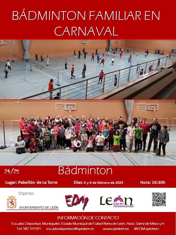 Cartel de 'Bádminton Familiar en Carnaval'.