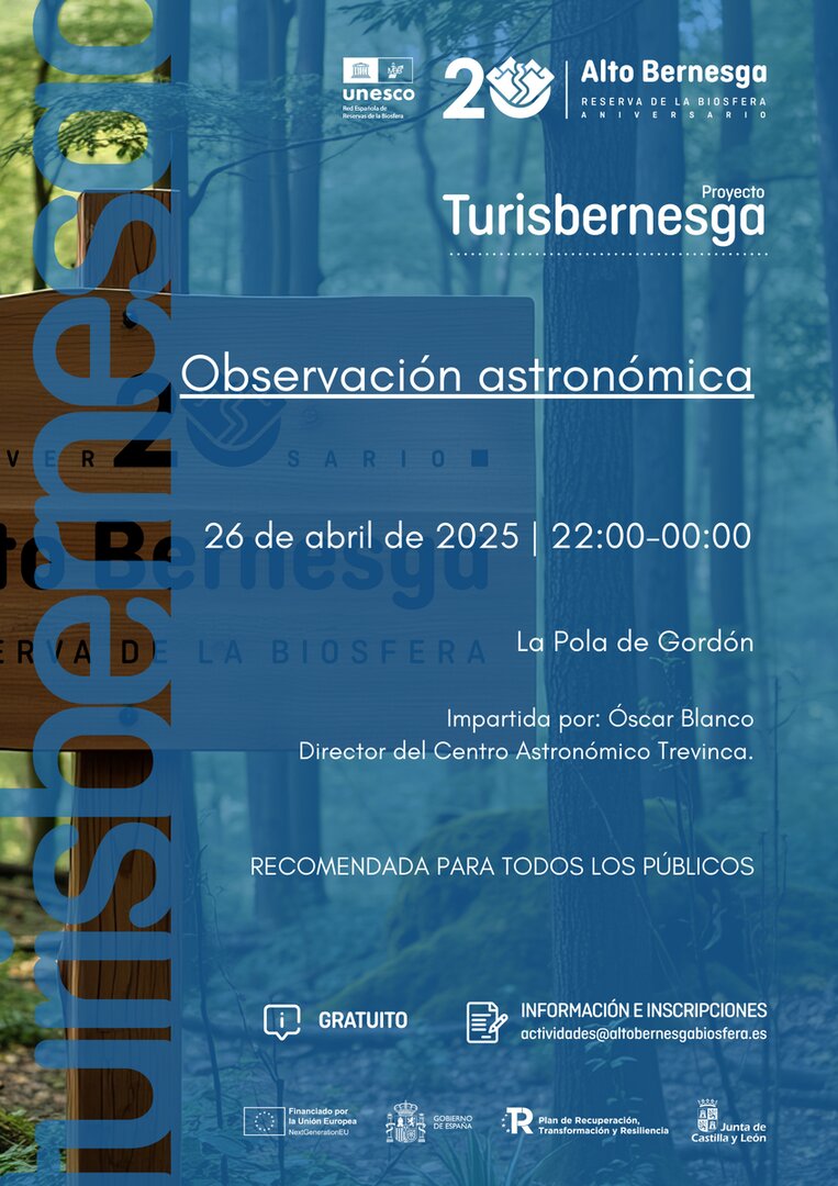 Cartel de la observación astronómica del 26 de abril.
