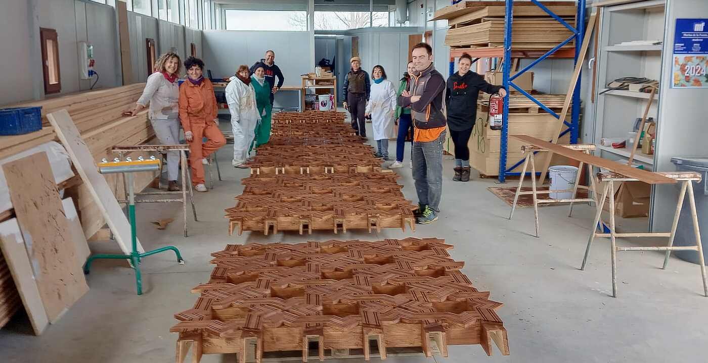 Imagen de los procesos de restauración del artesonado.